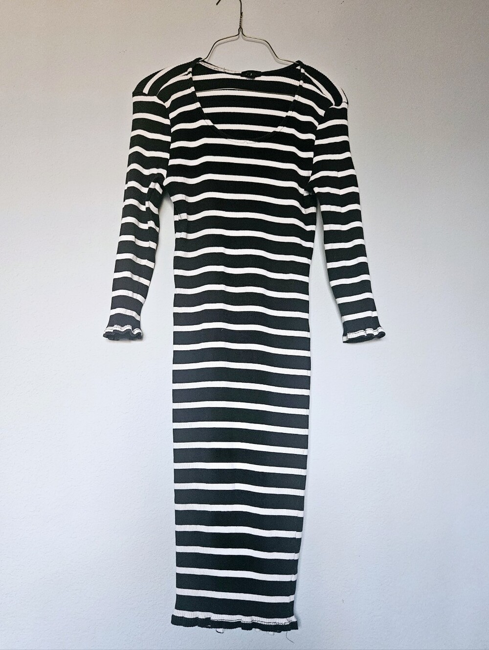 torrid Black and White Striped Long Sleeve Midi Dress